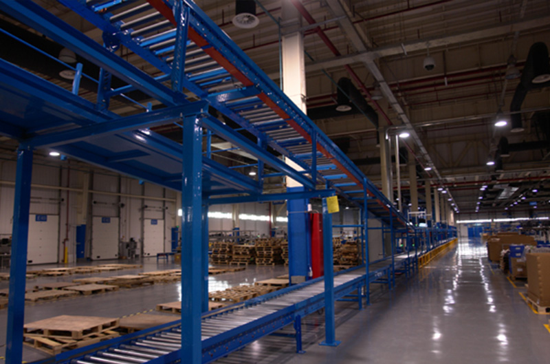 Downhill conveying to the palletizing area